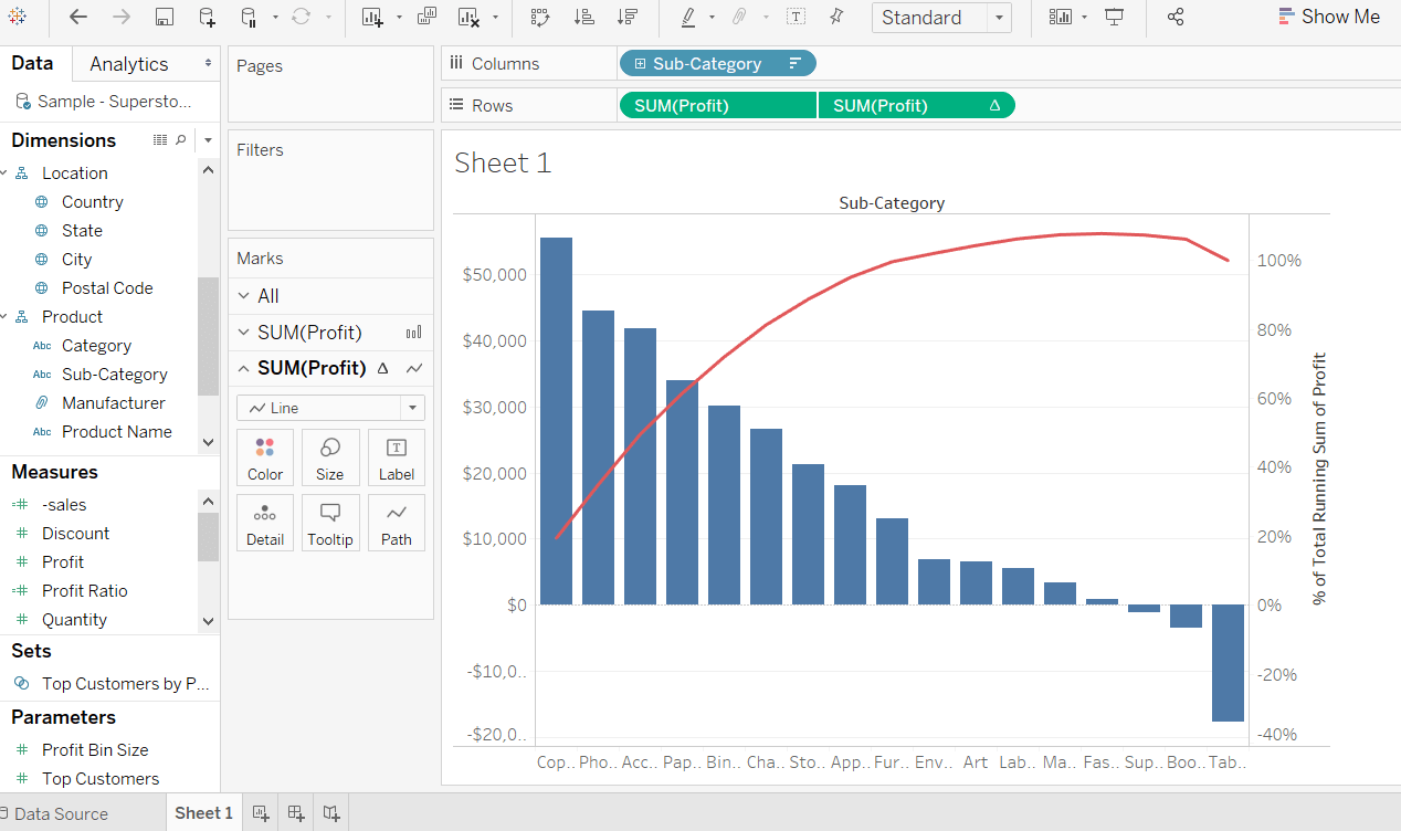 Tableau Pareto Chart