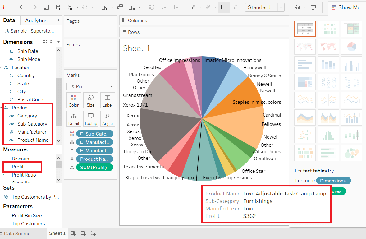 Tableau Pie Chart Not Working