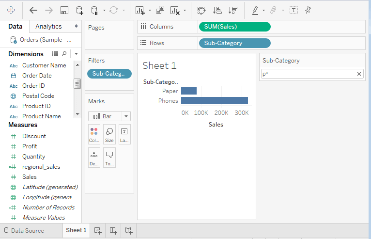 Tableau Quick Filters