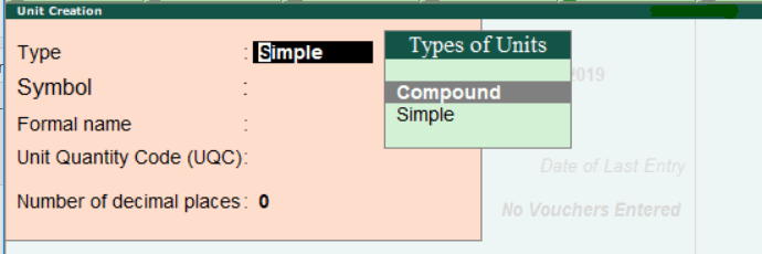 Create compound Payroll Units in Tally