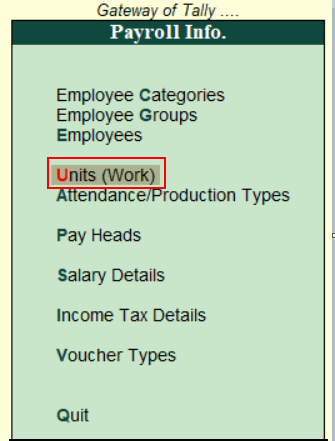 Create Simple Payroll Units in Tally