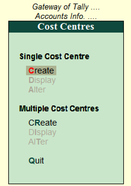 How to Create Cost Centre in Tally ERP 9