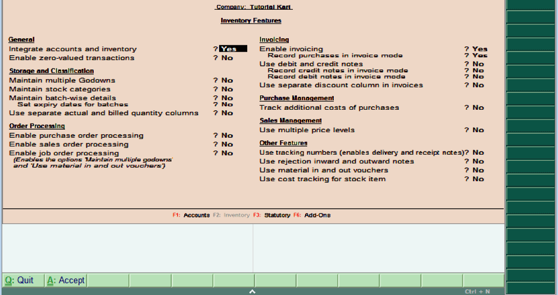 Inventory features in Tally ERP 9 javatpoint