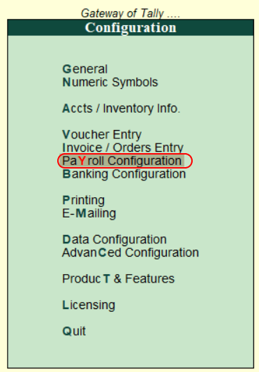 Payroll Configuration in Tally ERP 9