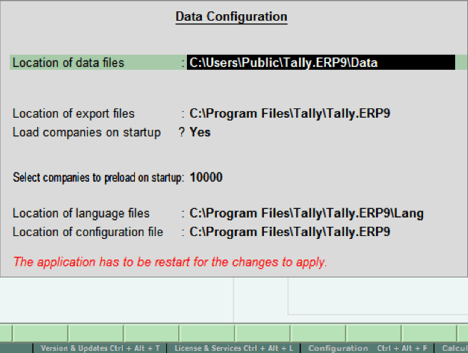 Tally ERP 9 Configuration