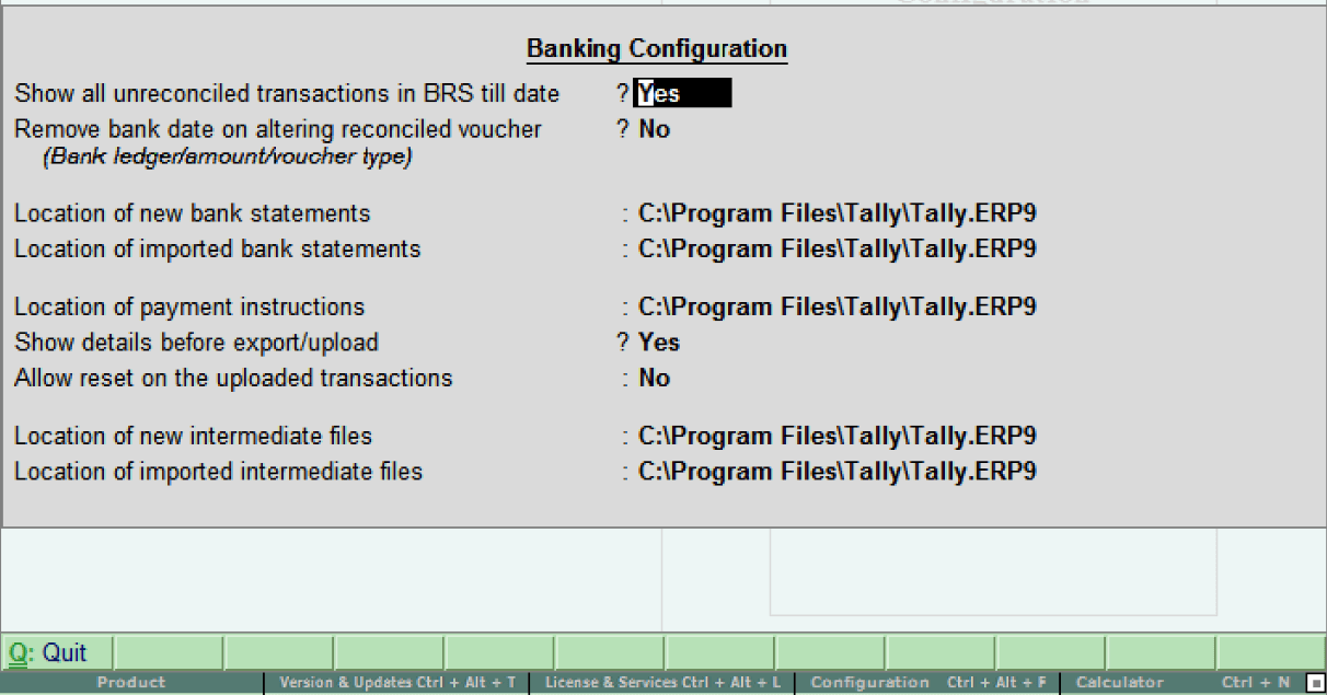 Tally ERP 9 Configuration