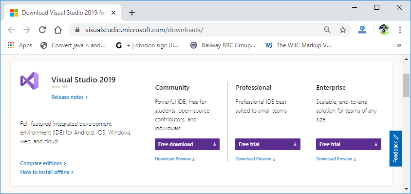 Download and Install Visual Studio