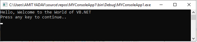 VB.NET Hello World Program