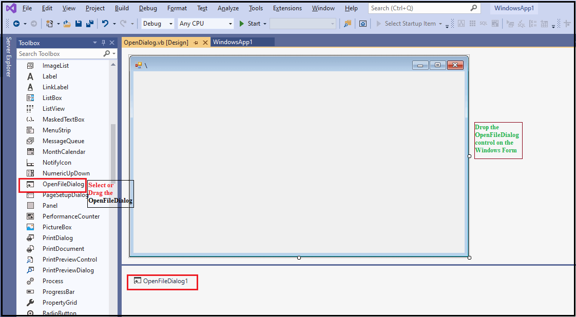 Windows forms openfiledialog