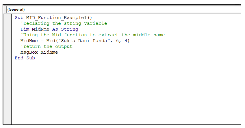 VBA MID Function