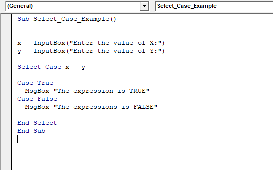 VBA Select Case