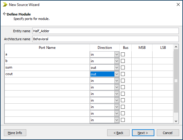Creating a project in VHDL using Xilinx IDE Tool