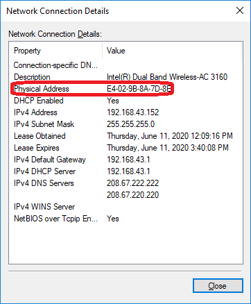 How to find MAC address in Windows 10
